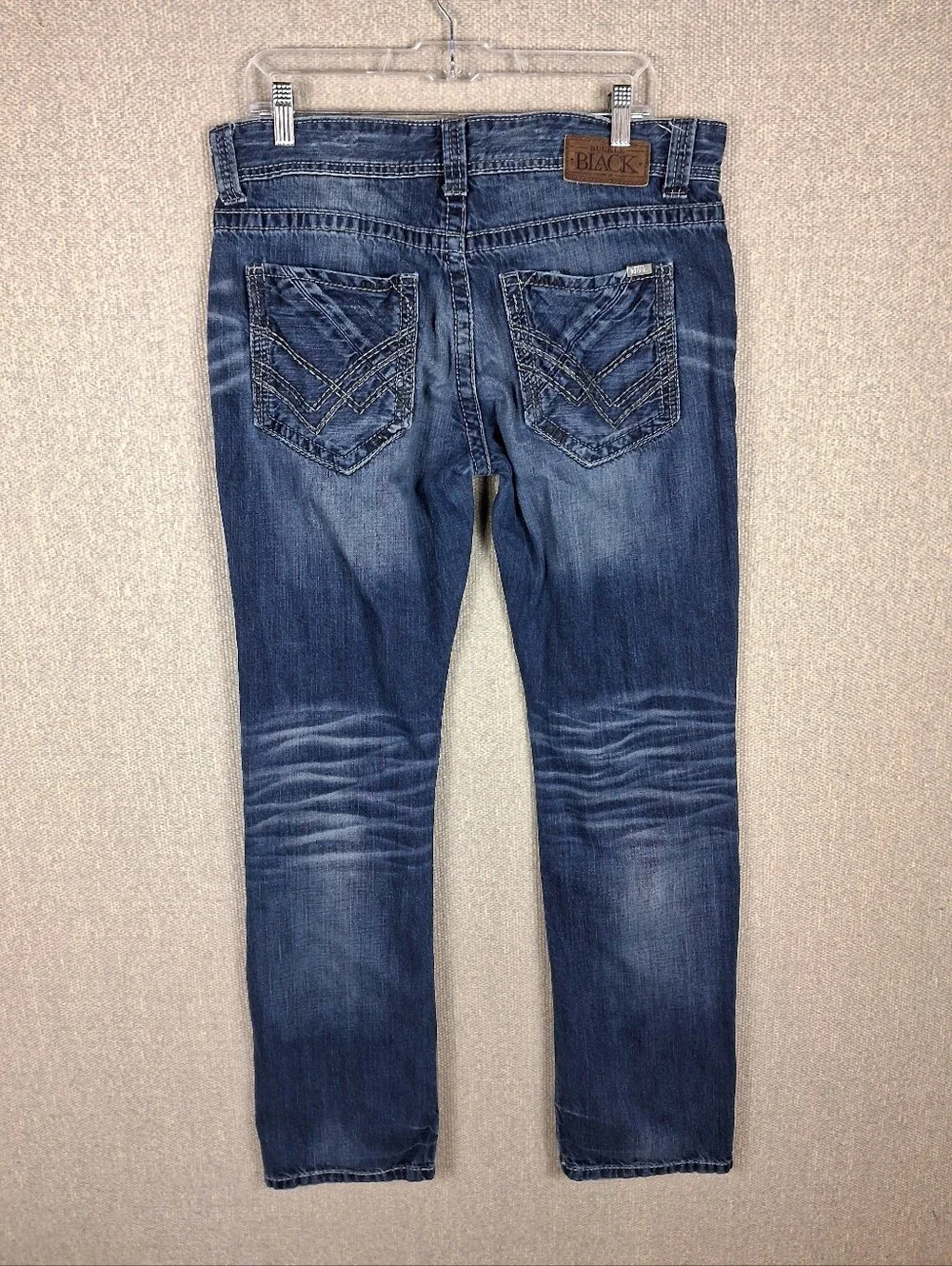 Buckle Black Fit No. 3 Straight Leg Jeans Mens 33x34 Blue Medium Wash Whiskering